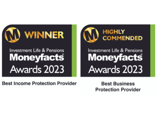 Moneyfacts Best Income Protection winner 2023 and recommended product for Business Protection 2023